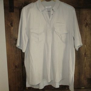 Equipment: Short Sleeve Silk Blouse: Color: Fog: Size: Large